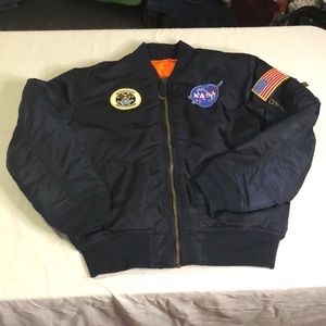 Navy blue flight jacket in pristine condition boys size large 12/14